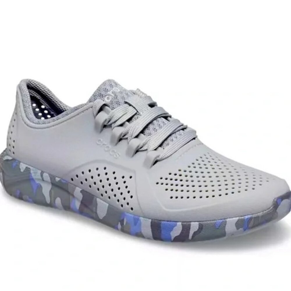 NEW Crocs Literide Camo Outsole Lace Up Rubber Rain Cushioned Sneakers Shoes